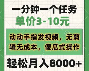 (14494期)一分钟一个任务,单价3-10元,动动手指发视频,无剪辑无成本,傻瓜式操...-湘创网