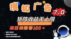 (14433期)最新搜狐广告变现项目,单日单账号100+,可矩阵无限放大-湘创网
