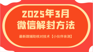 2025年3月微信解封方法 最新跳辅助核对技术【小伙伴亲测】-湘创网