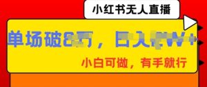 小红书无人直播,纯小白可做,有手就行,单场直播销售额破8w-湘创网