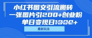 小红书图文引流搬砖,一张图片引200+创业粉,单日变现日数张-湘创网