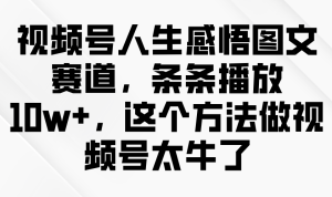 视频号人生感悟图文赛道,条条播放10w+,这个方法做视频号太牛了-湘创网