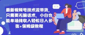 最新视频号技术流带货,只需要无脑话术,小白也能单场纯收入轻松日入多张+保姆级教程-湘创网