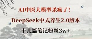 AI中医大模型杀疯了!DeepSeek中式养生2.0版本,十几篇笔记粉丝3w+-湘创网