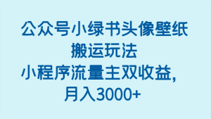公众号小绿书头像壁纸搬运玩法,小程序流量主双收益,月入3000+-湘创网