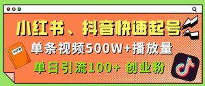 小红书、抖音、快手快速起号,单条视频500w播放量,单日引流100+创业粉-湘创网