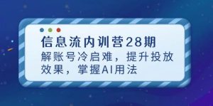 信息流内训营28期,解账号冷启难,提升投放效果,掌握AI用法-湘创网