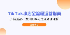 (14358期)TikTok小店全流程运营指南,开店选品、发货回款与违规处理详解-湘创网