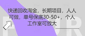 快递回收淘金,长期项目,人人可做,单号保底30-50+,个人工作室可放大-湘创网