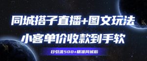 同城搭子图文+直播玩法拆解，小客单价收款到手软，引流500+精准同城粉-湘创网