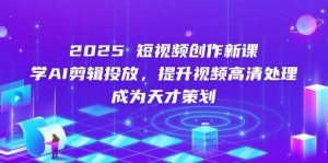 2025短视频创作新课，学AI剪辑投放，提升视频高清处理，成为天才策划-湘创网