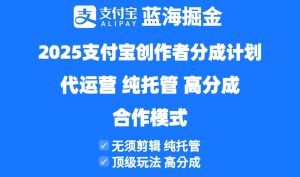 (14549期)2025支付宝创作者分成计划代运营,纯托管,高分成,合作模式!-湘创网
