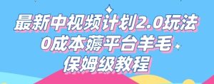 最新中视频计划2.0玩法，0成本薅平台羊毛，保姆级教程-湘创网
