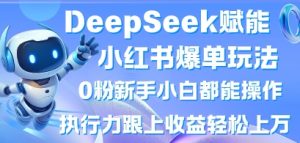 DeepSeek赋能小红书爆单玩法0粉新手小白都能操作,执行力跟上收益轻松上W,懒人勿做-湘创网