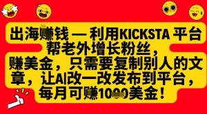 利用kicksta平台帮老外涨粉挣美金,每月收益1000美刀-湘创网