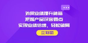 (14602期)外贸业绩提升秘籍,把握产品获客要点,实现业绩倍增,轻松破局-湘创网