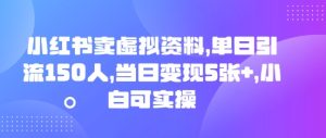 小红书卖虚拟资料,单日引流150人,当日变现5张+,小白可实操-湘创网
