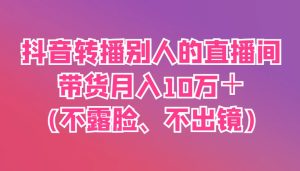 抖音转播别人的直播间带货月入10万+(不露脸、不出镜)-湘创网