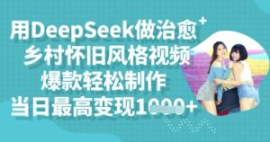用DeepSeek做治愈乡村怀旧风格视频,爆款轻松制作,当日最高变现多张-湘创网