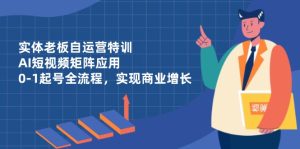 (14487期)实体老板自运营特训,AI短视频矩阵应用,0-1起号全流程,实现商业增长-湘创网