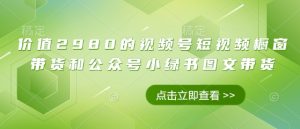 价值2980的视频号短视频橱窗带货和公众号小绿书图文带货-湘创网