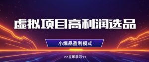 虚拟项目高利润选品方法,做好单店利润1W+,可多店倍增利润-湘创网