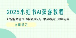 (14301期)2025小红书AI获客教程:AI智能体创作+0粉变现2万+单月客资1000+秘籍-湘创网
