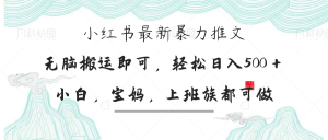 (14251期)小红书暴力推文,小白宝妈均可做,日入300+-湘创网