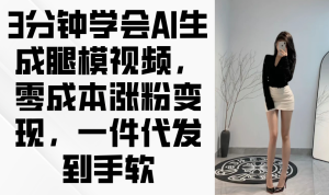 (14537期)3分钟学会AI生成腿模视频,零成本涨粉变现,一件代发到手软-湘创网