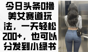 (14393期)今日头条0撸美女赛道玩法,一天轻松200+,也可以分发到小绿书-湘创网
