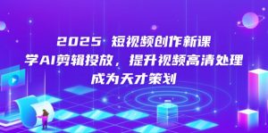 (14428期)2025短视频创作新课,学AI剪辑投放,提升视频高清处理,成为天才策划-湘创网