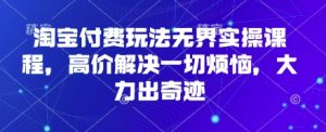 淘宝付费玩法无界实操课程,高价解决一切烦恼,大力出奇迹-湘创网