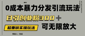 价值5980的0成本暴力引流玩法,日引创业粉300+,可无限放大-湘创网