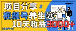 视频号养生赛道原创玩法,详细教程,10天收益3k-湘创网