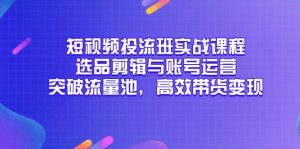 (14868期)短视频投流班实战课程,选品剪辑与账号运营,突破流量池,高效带货变现-湘创网