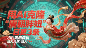 用AI克隆“唐朝胖妞”日更3条,平台疯狂推流,小白闭眼复制,当天见效,日入1k+-湘创网