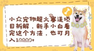 小众宠物超火赛道项目拆解，新手小白看完这个方法，也可月入过w-湘创网