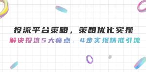 (14862期)投流平台策略,策略优化实操,解决投流5大痛点,4步实现精准引流-湘创网
