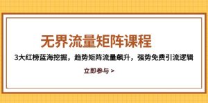 (14763期)无界流量矩阵课程,3大红榜蓝海挖掘,趋势矩阵流量飙升,强势免费引流逻辑-湘创网