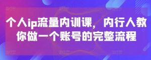 个人ip流量内训课,内行人教你做一个账号的完整流程-湘创网