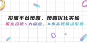 投流平台策略,策略优化实操,解决投流5大痛点,4步实现精准引流-湘创网