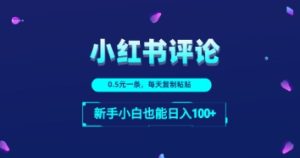 小红书留言评论:一条0.5元,每天复制粘贴,新手小白也能日入1张-湘创网