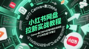 小红书网盘拉新实战教程，Canva+影刀RPA实现内容全自动化，1个小时生成7天笔记-湘创网