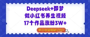 Deepseek+即梦做小红书养生视频17个作品涨粉3W+单日收益几张-湘创网