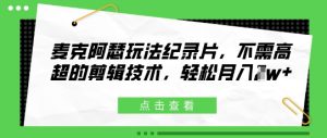 麦克阿瑟玩法纪录片,不需高超的剪辑技术,轻松月入1w+-湘创网