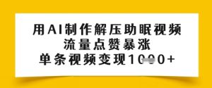 用AI制作解压助眠视频,流量点赞暴涨,单条视频变现多张-湘创网