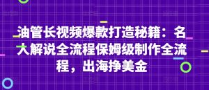 油管长视频爆款打造秘籍:名人解说全流程保姆级制作全流程,出海挣美金-湘创网
