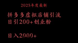 拼多多复制粘贴日引200+付费创业粉，月入1w最新教程-湘创网