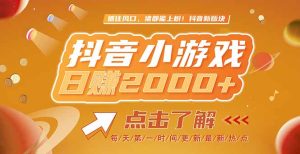(15030期)2025最新风口项目,抖音小游戏,亲测单游戏2000+感兴趣点击了解-湘创网