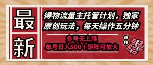 (14954期)最新得物流量主托管计划,独家原创玩法,每天操作五分钟,多号无上限 ...-湘创网